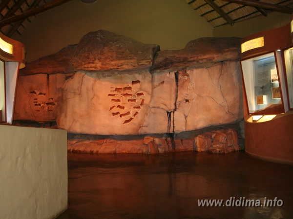 Replica San rock art shelter displayed inside the Didima Rock Art Centre