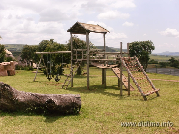 Children’s playground on the lawns at Didima Camp in the Drakensberg
