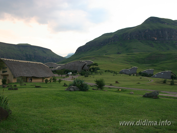 Didima Camp accommodation beneath the Drakensberg mountains in KwaZulu-Natal